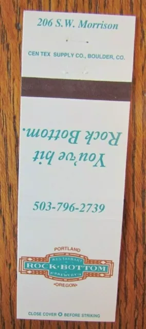 Rock Bottom Brewery Brew Pub Matchbook Matchcover (Portland, Oregon) -E1