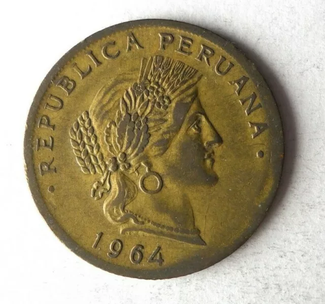 1964 PERU 20 CENTAVOS - Excellent Coin - FREE SHIP - Bin #143