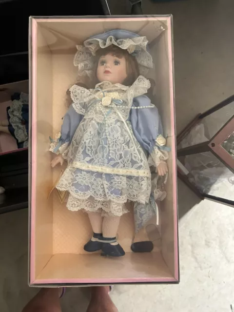 Victorian Treasures Bisque Porcelain Doll with Blue Dress Limited Edition NEW