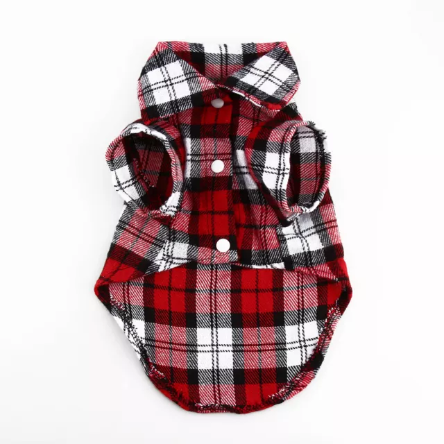 Fashion Small Pet Dog Puppy Plaid T Shirt Lapel Coat Cat Jacket Clothes Costume 2