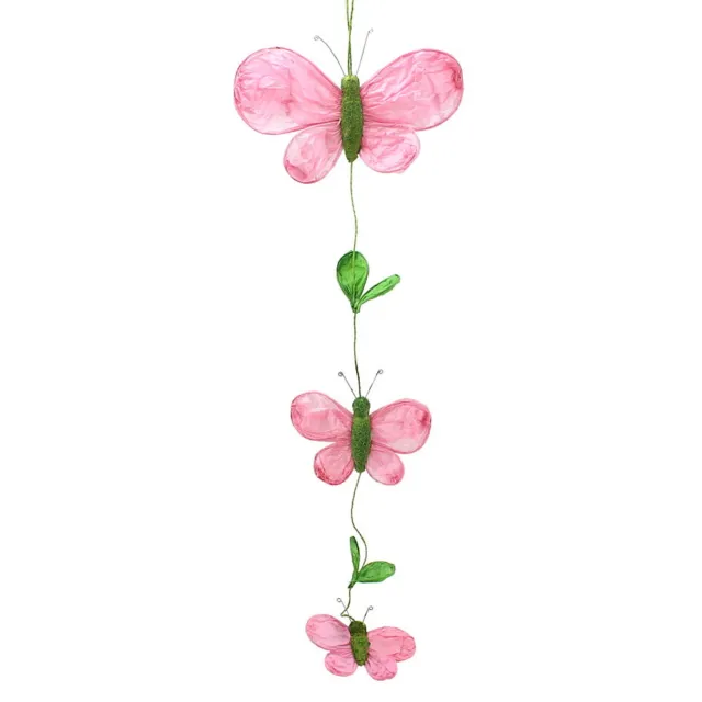 3x Colgante para Decoración Mariposas Papel Rosa, Completo Longitud Aprox. 90cm