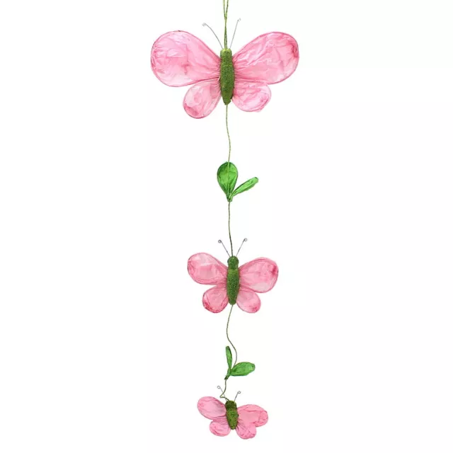 3x Colgante para Decoración Mariposas Papel Rosa, Completo Longitud Aprox. 90cm