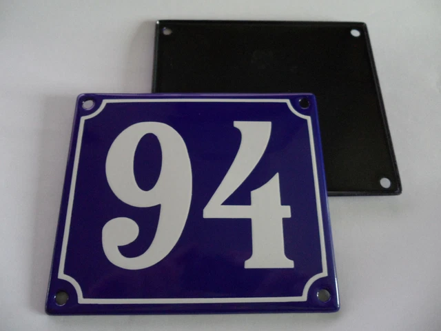 Antique French Blue - Genuine Enamel Porcelain House Door Number Sign / Plate 94