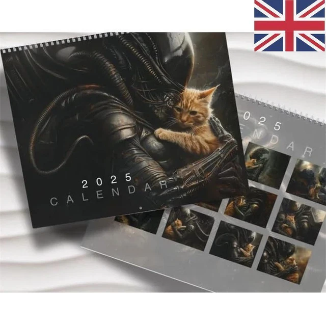 2025 CALENDAR XENOMORPH Alien x Jonesy Cat Wall Calendar Monthly ...