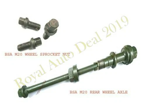 Bsa M20 Rear Wheel Axle Assembly (Reproduction) + Wheel Nut
