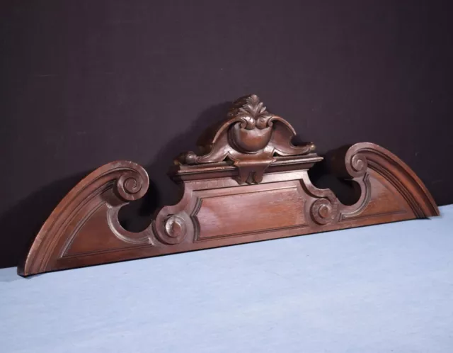 32" French Antique Crest/Pediment/Crown in Solid Walnut Wood Highly Carved