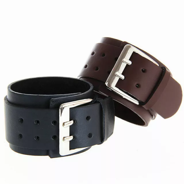 Punk Cool Men Womens Wide Genuine Leather Belt Bracelet Cuff Wristband Bangle