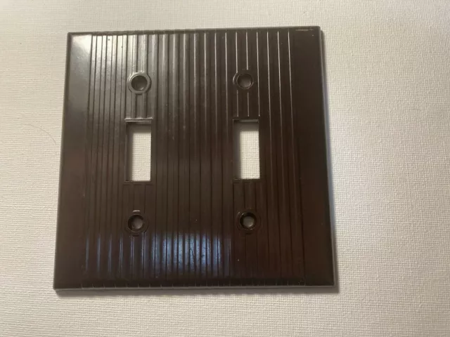 Vintage Leviton Bakelite Art Deco Electrical Double Switch Cover in Brown
