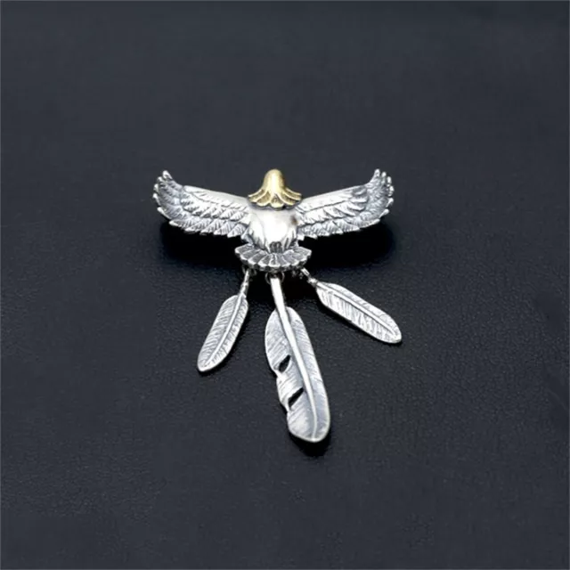 Unisexe 925 Sterling Silver Eagle plume pendentif Vintage Goth collier bijoux 2