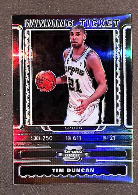 2019-20 Panini Contenders Optic Winning Tickets #19 Tim Duncan Silver Parallel