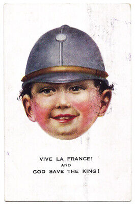 Bambino che ride con elmetto in testa. "Vive la France!" - No. 1114 - 1917