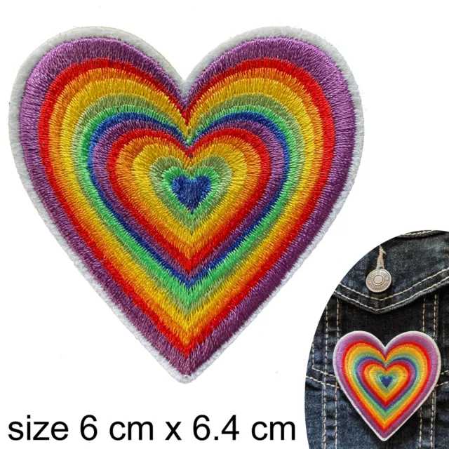 Rainbow heart iron on patch hearts love iron-on psychedelic hippy trip patches