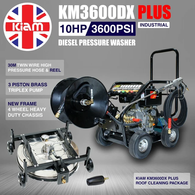 Diesel Washer Pressure Cleaner Roof Cleaning Rotary Pack Kiam KM3600DX Plus Reel