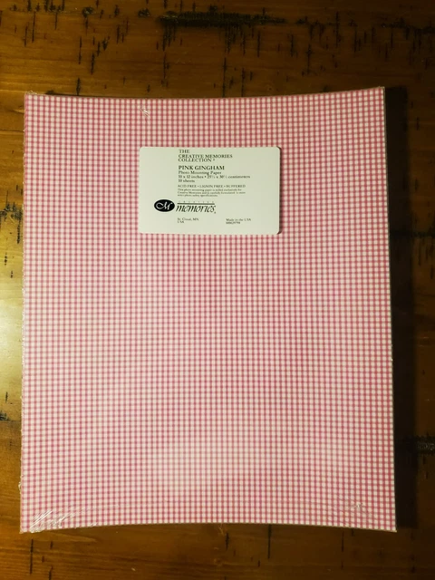 Papel de montaje fotográfico rosa gingham 10x12 10 hojas recuerdos creativos