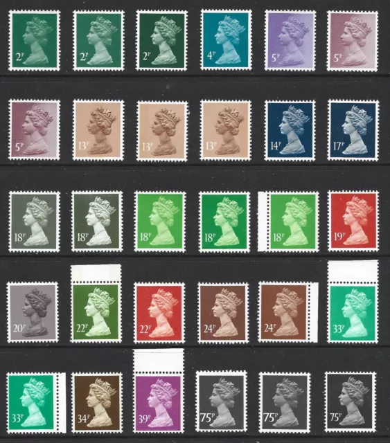 Machins X1000 To X1024 Unmounted Mint, Set Of 30 Stamps, Just As Issued