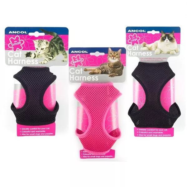 Ancol Cat Harness Soft Mesh with Walking Lead - Small, Medium, Large Pet Kitten