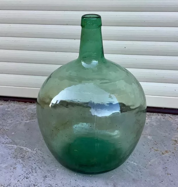 Ancienne Grosse BOUTEILLE DAME JEANNE Marquée VIRESA 16L VERRE SOUFFLÉ à BULLES