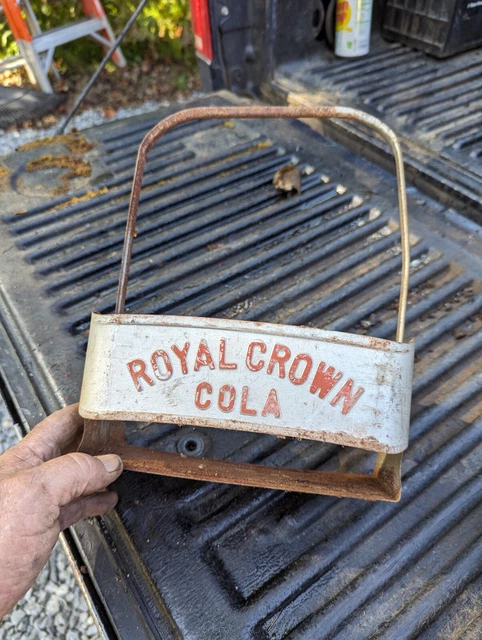 Royal Crown Cola Bottle Carrier Metal 6 Pack. Estate Find.