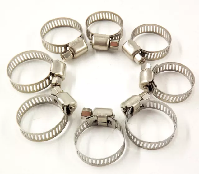 15Pcs 5/16"-15/32" Stainless Steel Drive Hose Clamps Fuel Line Worm Clips New