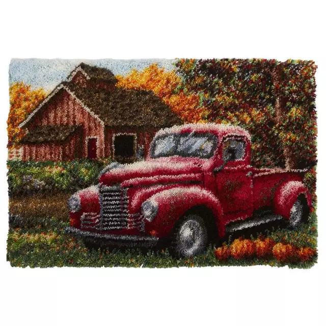 Latch hook DIY rug kit preprinted " Red truck" approx 102x69cm