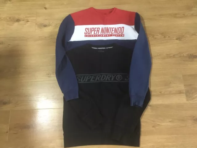 2 Men’s Sweatshirts Black Superdry L , Super Nintendo Size M Good Used Condition