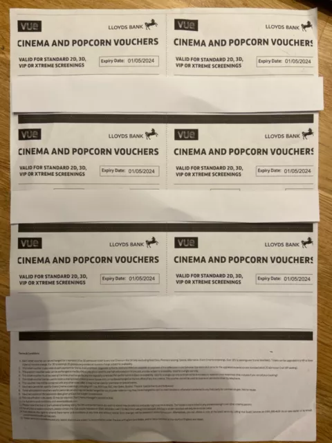 VUE CINEMA 6 TICKETS + Half Price Popcorn. Valid until 1.5.24