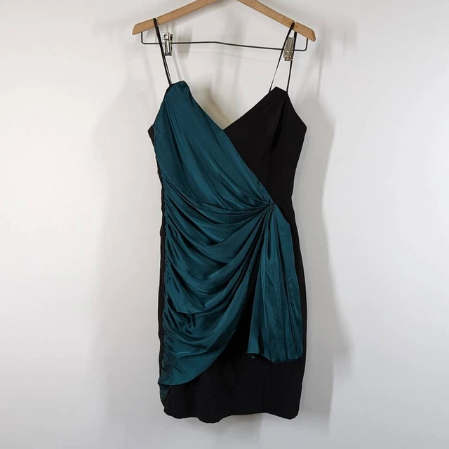 Jill Jill Stuart Strapless Black Green Sheath Mini Dress Size 4 Preowned FLAWS