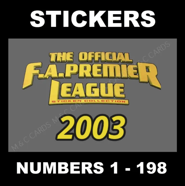 Merlin Premier League 2003 BLACK BACK football stickers #1 to 198