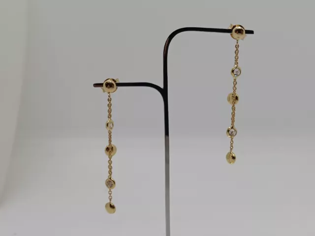 Orecchini A Pendolo -Pendenti In Oro Giallo 18Kt Con Zirconi  1,95 Gr. (7196)