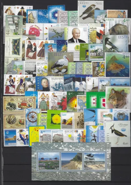 Estland 80 verschiedene postfrische Marken 5 Blöcke und 2 MH aus 2001-2004
