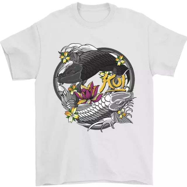 T-shirt da uomo Koi Carp Yin e Yang Fish Pond 100% cotone