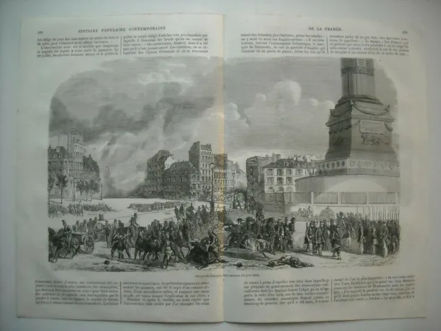 Gravure 1864. 1848. Paris. Attaque Du Faubourg Saint-Antoine, 25 Juin 1848......