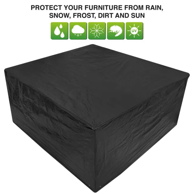 Woodside Black 8 Seater Waterproof Outdoor Garden Patio Set Furniture Cover