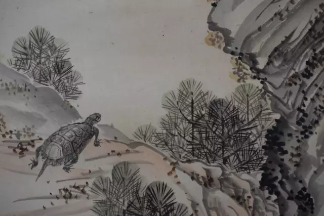 Japonés Pintura Colgante Rollo Japón Paisaje Tortuga Longevidad Crane 948q