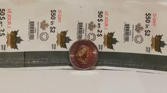 2019 Canada 75th Anniversary of D-Day - $2 Dollar Coloured Coin - From Mint Roll 3