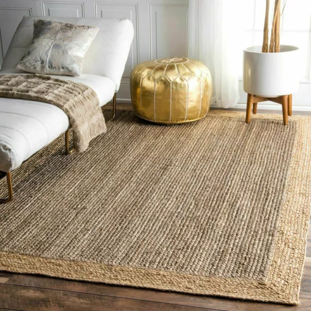 Jute Rug Natural Carpet Mat Rectangle Farmhouse Jute Runner Rustic Look Braided