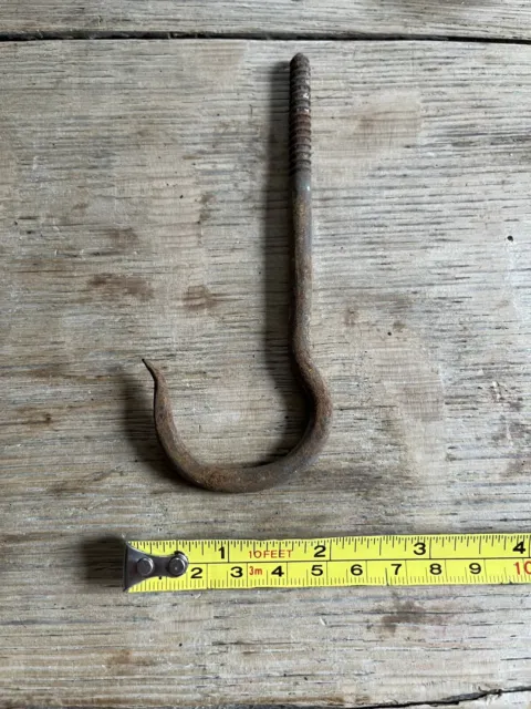 Antique Wrought Iron Butchers Hook Beam Hook Blacksmith Made 5” 3