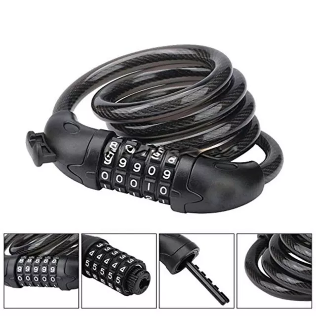 1.2m Bike Bicycle Cycling Lock 5-Digit Combination Security steel Cable Lock 2