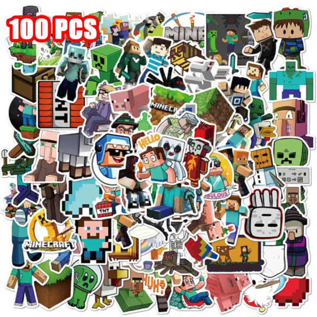 100 Stück Minecraft Selbstklebender Aufkleber Stickerbomb Sticker für Sakteboard