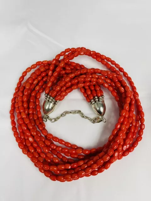 Jay King Sterling Silver Red Coral Graduated Bead 18 Necklace