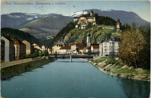 Graz/Steiermark - Graz, Radetzkybrücke, Schlossberg u. Schöckel -313628