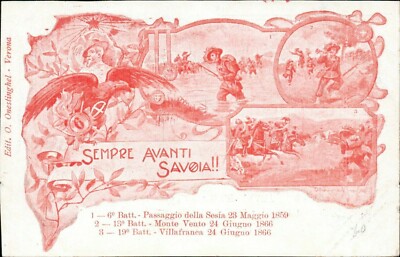 SEMPRE AVANTI SAVOIA!! 6° REGGIMENTO BERSAGLIERI Cartolina militare 