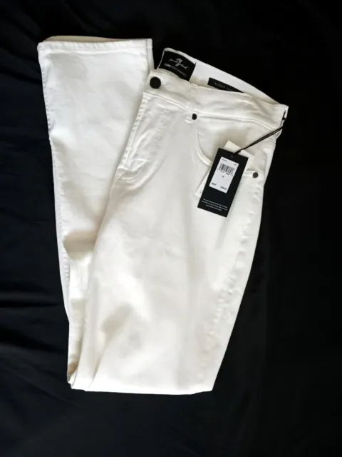 $198 NWT Mens 7 For All Mankind Size 34 Color White Slim-Fit Tapered Jeans