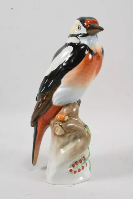 Oiseau porcelaine Herend Pic épeiche 22 cm de hauteur