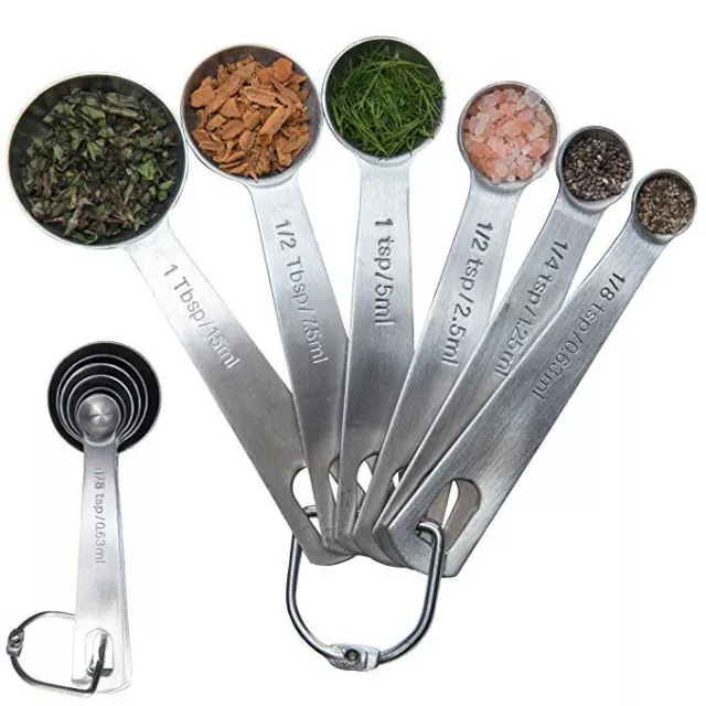 Chef Remi Measuring Spoons Set of 6 Sizes | Stackable Stainless Steel Spoons