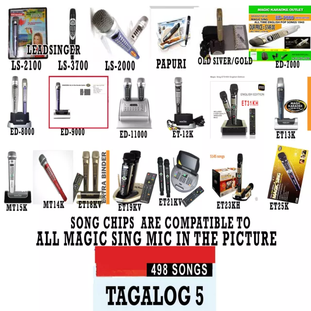 Magic Sing Líder Compatible Tagalo 5 Canciones Chip 500 Canciones PINOY VIDEOKE