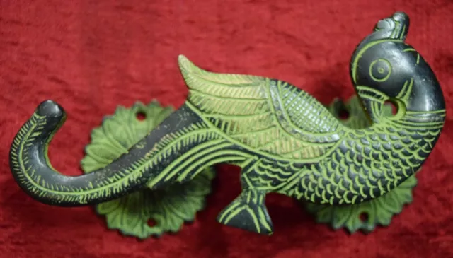 Peacock Shape Decorative Door Handle Flower Design Handmade Brass Furnish VR434
