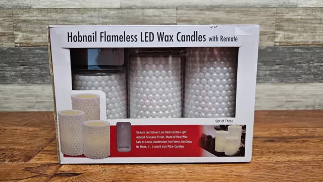 Hobnail Texture LED Flameless Flickering Battery-Operated Wax Candles w/ Remote!