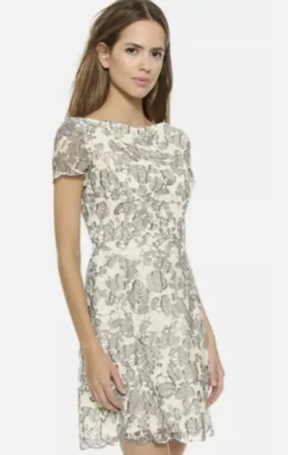 Tory Burch Summer Guipure Lace Gray Cream Mini Dress- Size 4