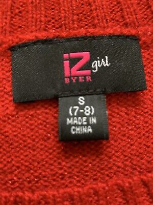 IZ Byer Girl's taglia S (7-8) Rosso Glitter accento Knit Leggings Tunica & Sciarpa Set 3